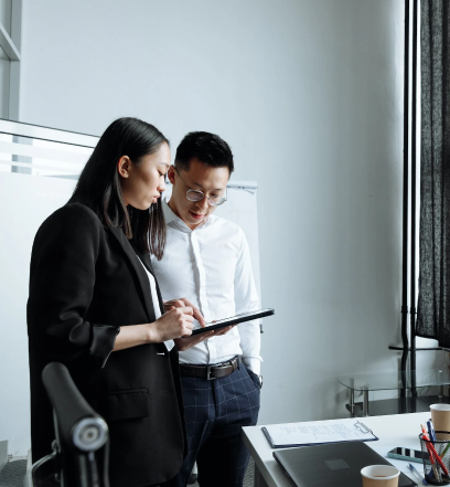 men and women discussing